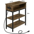 thumbnail image 2 of Oumilen Western Home 3 Layers End Table with Storage Shelf with Build-In Fast Charging Station with USB Ports in Rustic Burnt Wood, 2 of 7