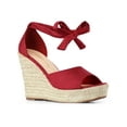 thumbnail image 1 of BLISSFUL STEP Sandales Espadrilles pour Femmes à Lacets avec Bride à la Cheville Rouges (Taille 6), 1 of 8