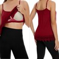 thumbnail image 3 of COMFREE Women's Camisole with Built in Bra Tank Top Flowy Swing Pleated Tank Top Cami with lace Trim Red Wine, 3 of 7