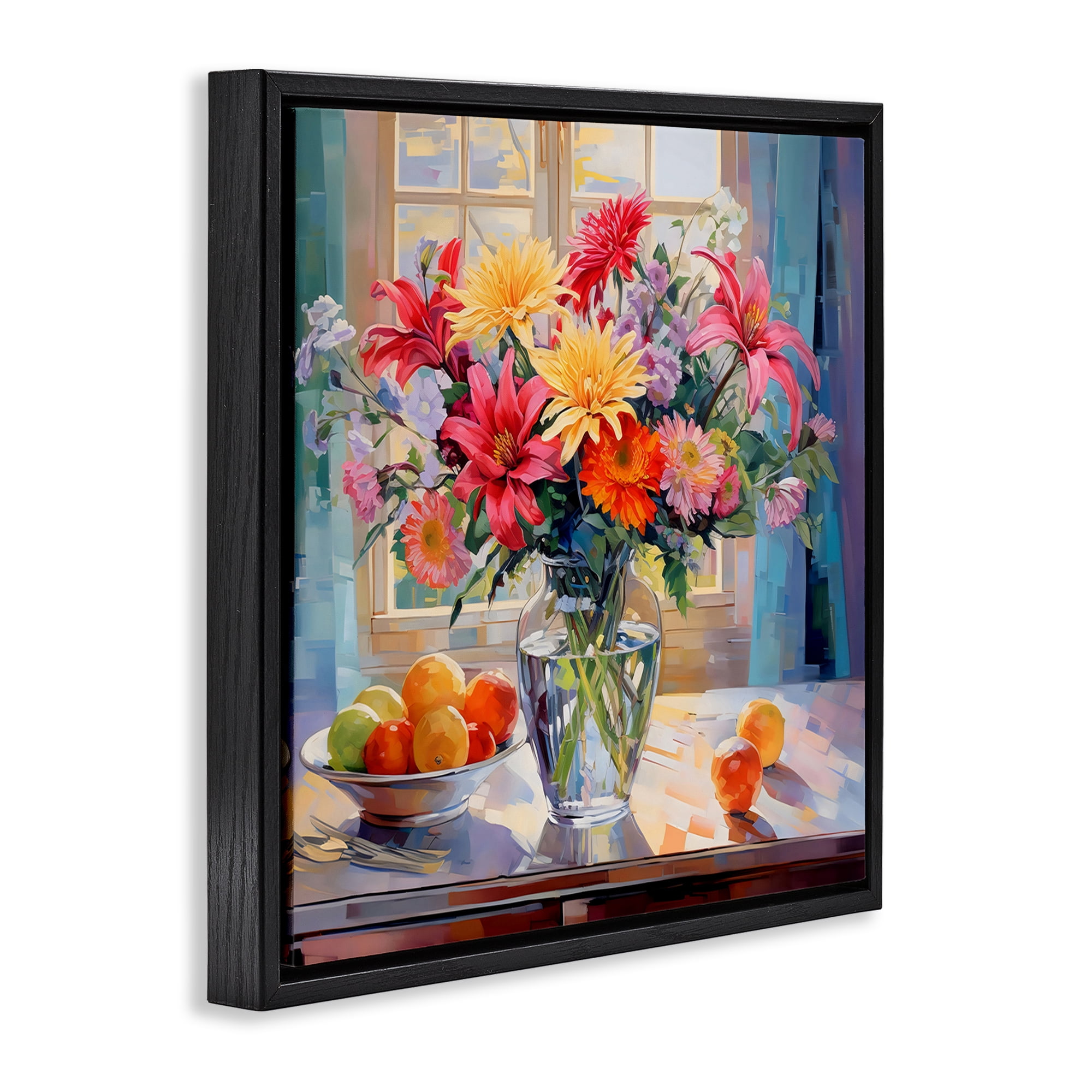 Stupell Industries Summer Flowers & Fruit Black Framed Floater Canvas Wall Art, design by Creative Studio