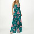 thumbnail image 4 of Women's Casual Loose Jumpsuit with Christmas Print, Turquoise, Size M, 4 of 4