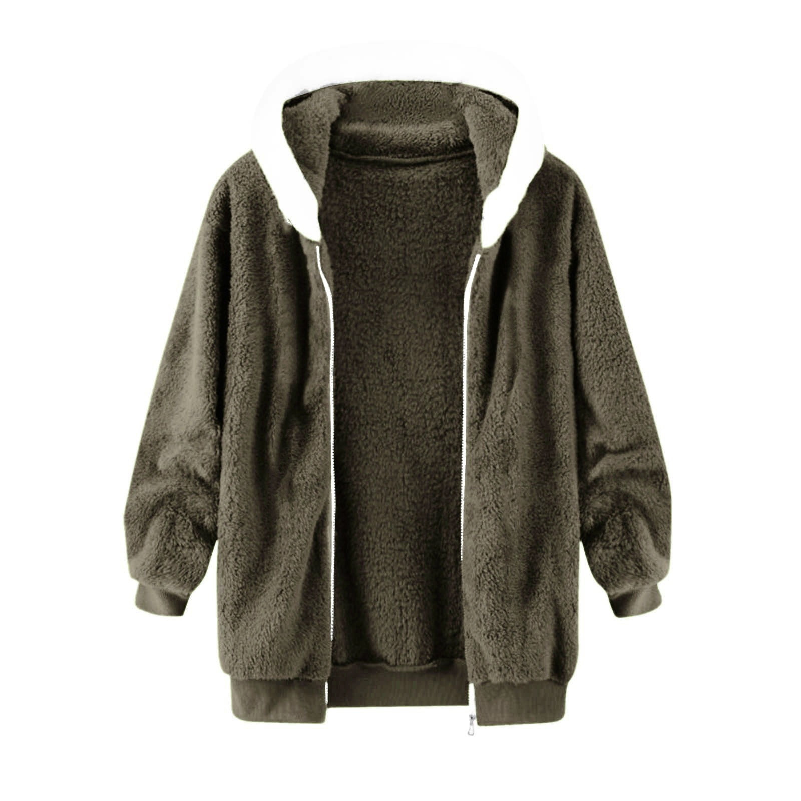 Admvng Mens Jacket Solid Velvet Long Sleeve Hooded Zipper Sweatshirt with Pockets,Sizes S-4XL