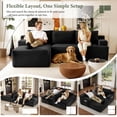 thumbnail image 3 of 96" L-Shaped Sectional Sofa, Oversized Modular Corduroy Couch with Chaise Lounge & 2 Throw Pillows, No Assembly Convertible Corner Sofa for Living Room Apartment, Black, 3 of 9
