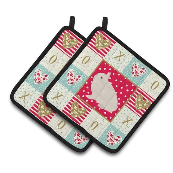 Hermelin Rabbit Love Pair of Pot Holders