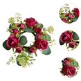 thumbnail image 6 of FashionCha Candle Ring Candleholder Table Centerpiece Candlestick Holder Artificial Flowers Red, 6 of 9