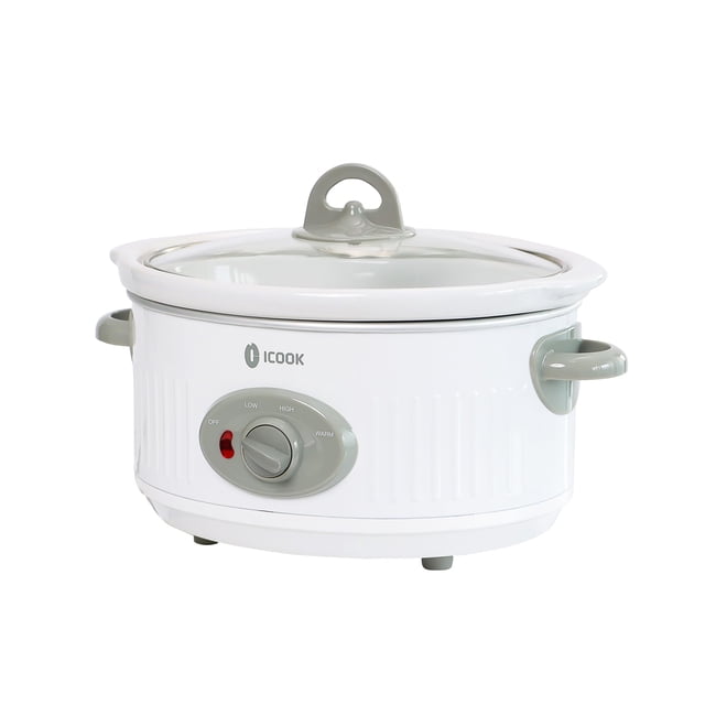 3.5 Quart Slow Cooker with 3 Heat Settings, Non-Stick and Dishwasher Safe, Removable Ceramic Pot Tempered Glass Lid, Cool Touch Handles for Entrees,