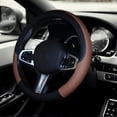 thumbnail image 2 of Car Steering Wheel Cover Leather Universal 15 Inch Fit, Anti-Slip Odor-Free, Black Brown, 2 of 4