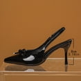 thumbnail image 5 of KEGIRLOM Women's Fashionable And Casual Solid Color Pointed Toe Heels Versatile High Heels Shoes Black 9, 5 of 9