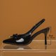 thumbnail image 5 of Negro Punteado Tacones Del Dedo Del Pie Patente Cuero Arco Bombas de Espalda con Correa Ajustable Tacón 8cm para las Mujeres Desgaste Casual Y Formal, 5 of 9