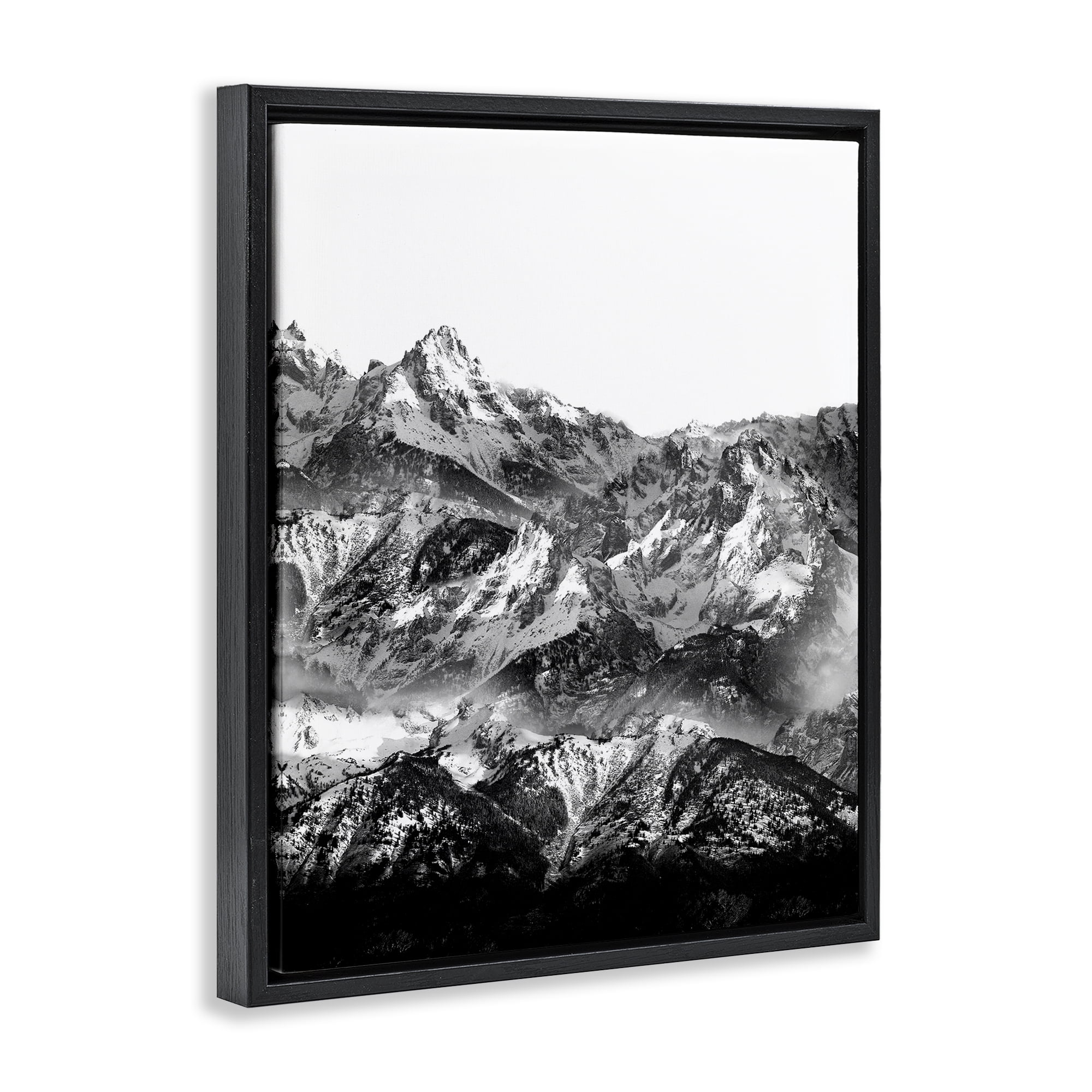Stupell Industries Jutting Mountain Peaks Landscape & Nature Photography Black Floater Framed Canvas Art Print Wall Art, 25 x 31