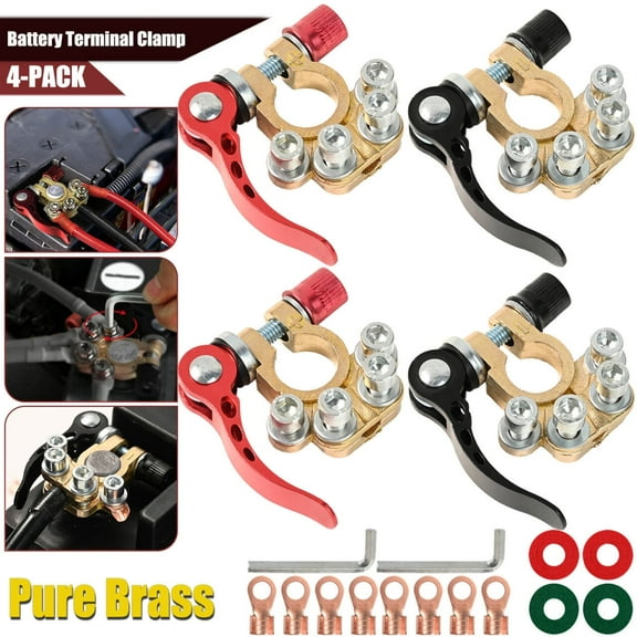 OEMASSIVE 4Pcs 4 Way Car Battery Terminal Clamp Connectors Quick Release Disconnect Tools