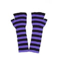 thumbnail image 2 of Gravity Threads Gants Longs 11 Pouces Tricotés Chauffe-Bras Sans Doigts, Violet/noir, 2 of 2