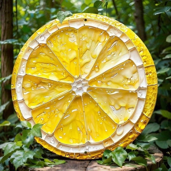 HELLOYOUNG Vintage Lemon Metal Wall Art 8x8 Inch Yellow Slice Sign for Kitchen Living Room Bathroom Farmhouse Decor Cute Summer Gift