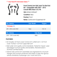 thumbnail image 2 of Front Control Arm Ball Joint Tie Rod End Kit - Compatible with 2007 - 2012 Lincoln MKZ Base 3.5L V6 2008 2009 2010 2011, 2 of 2