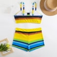 thumbnail image 6 of Qingpeng Two Piece Bikini Swimsuit Set for Women Striped Swimsuit Color Block High Waist Boyshorts Bathing Suit, 6 of 6
