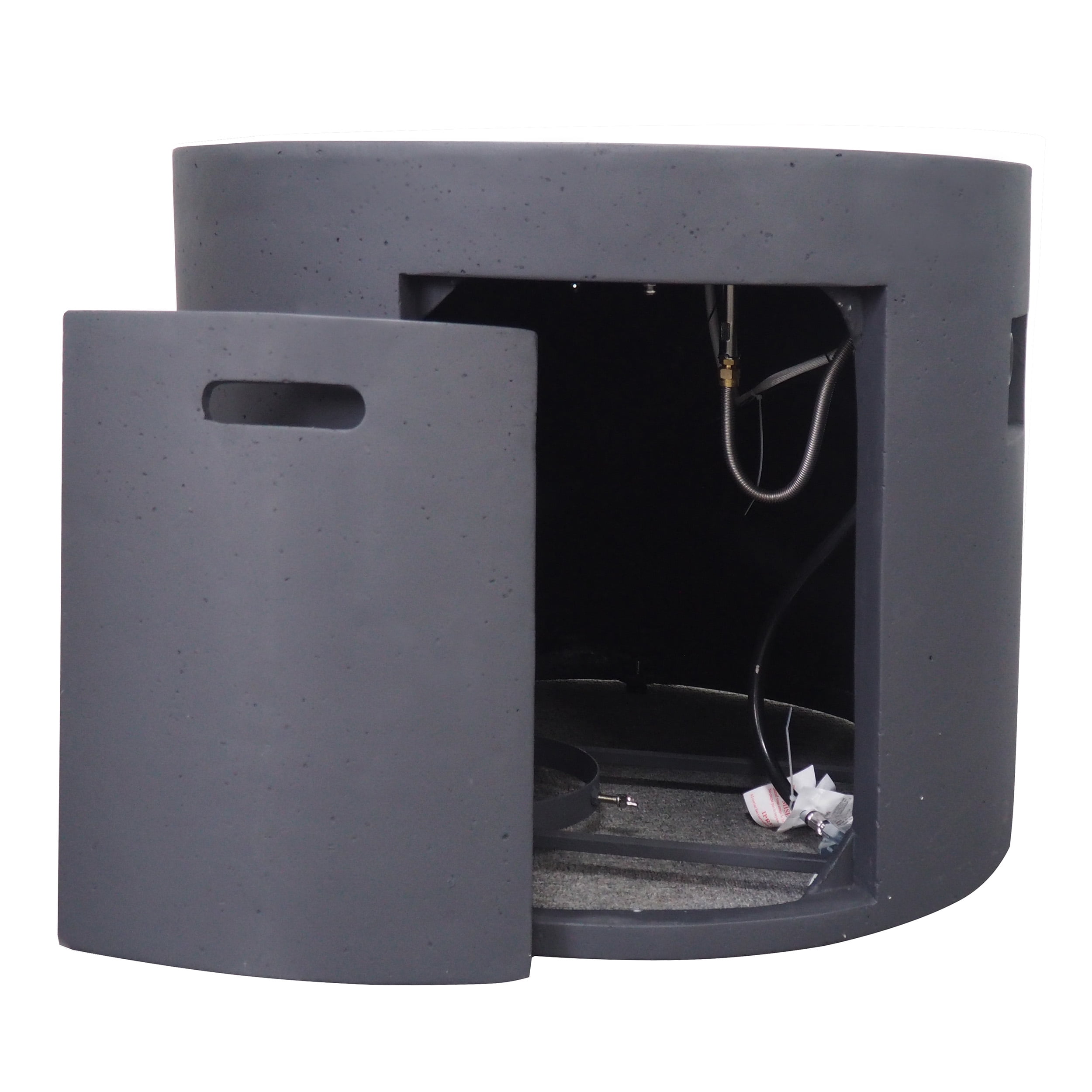 Alison Outdoor 31" Light Weight Concrete Round Gas Burning Fire Pit, Dark Gray