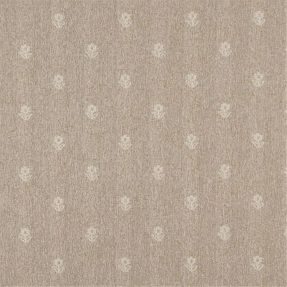 Designer Fabrics C621 54 in. Wide Sand And Ivory- Flowers Country Style Upholstery Fabric