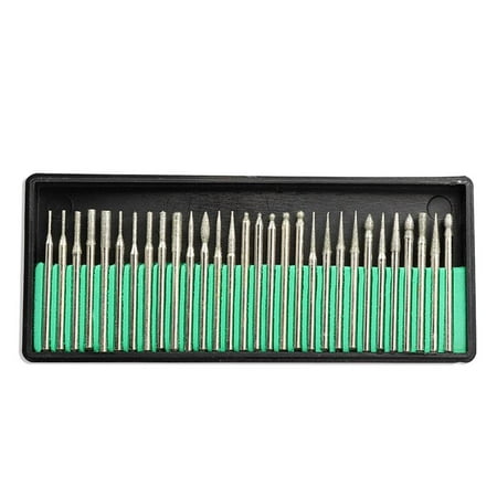 

30 Pack Burr Bits Tip Grinding Cylindrical Ball 3mm Shanks Green