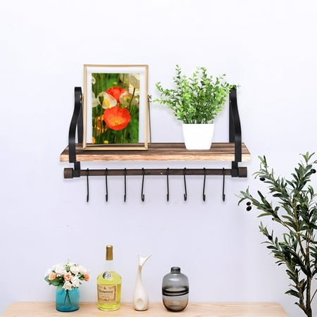 Rustic Hook Rack Gobestart Wall Shelf For Storage Rustic Wood Kitchen Spice Rack With Towel Bar Wall Hooks ()