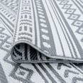 thumbnail image 6 of 4x6 Waterproof, Reversible Plastic Straw Outdoor Rugs for Patios | Also for Camping, RV, Deck, Porch, Balcony, Camp, Patio | Gray, Stripe | Size: 3'9'' x 5'11'', 6 of 7