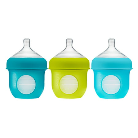 Boon Nursh Silicone Baby Feeding Bottles Blue Multi Pack 4 Oz 3