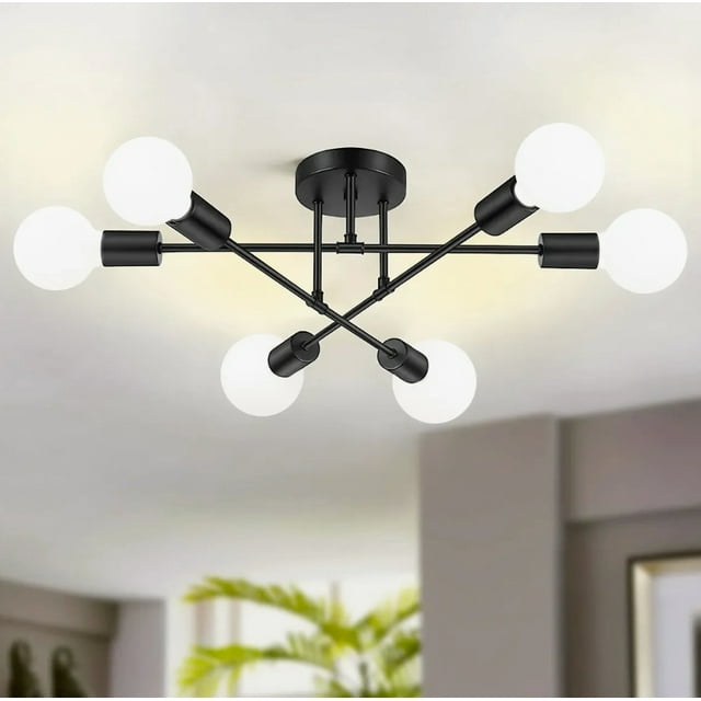 Lámpara De Techo Colgante Moderna Para Sala De 6 Luces Modelo Negro