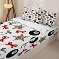 thumbnail image 3 of Castle Fairy Kawaii Bow Billiard Sport Zipper Twin Comforter Sets with Fitted Sheet and 2 Pillowcases, Stars Leopard Print Zipper Bedding Set, Black Red Brown,4-Piece, 3 of 6