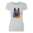 thumbnail image 2 of Colorful Happy German Shepherd Dog Animal Lover Womens Slim Fit Junior Tee, Heather Grey, X-Large, 2 of 3
