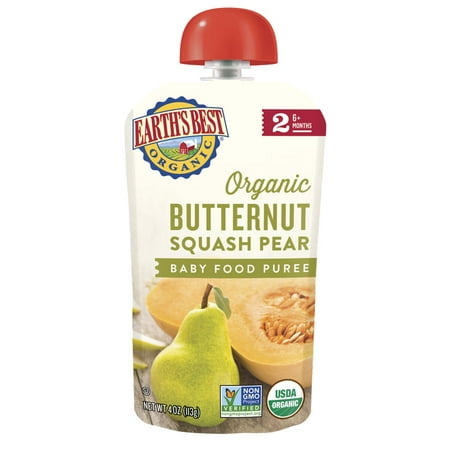 Earth's Best Organic Baby Food Stage 2, Butternut Squash & Pear, 4 Ounce