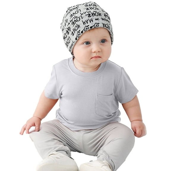 Huowey Baby Toddler Boys Girls Short Sleeve Solid Color T-Shirt Pullover Tops Soft Dailywear, 6-9 Months