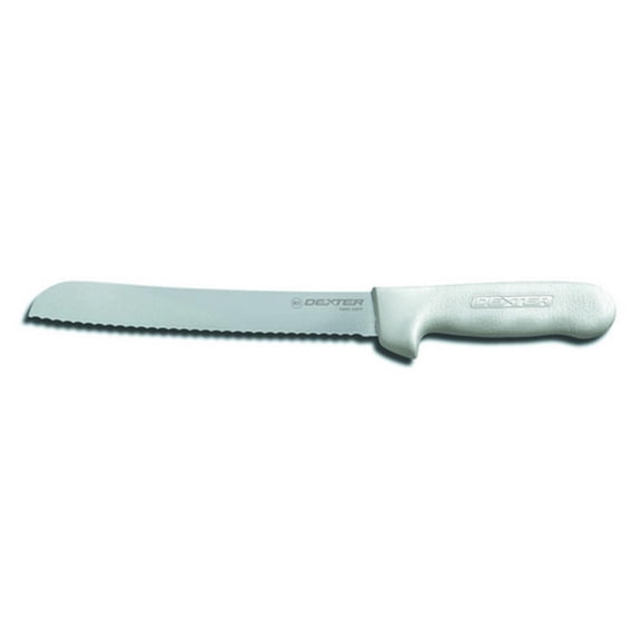 Dexter Russell S162-8SCG-PCP Sani-Safe (13313G) Bread Knife, 8", scalloped edge, stain-free, high-carbon steel, textured, polypropylene green handle, Perfect Cutlery Packaging, NSF Certified‍​​