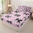 thumbnail image 3 of Homewish Black Pink Polkadots Bow Zipper Twin Comforter Sets with Fitted Sheet and 2 Pillowcases for Girls, Dreamy Princess Zipper Bedding Set, Pink Reversible, 4-Piece, 3 of 6