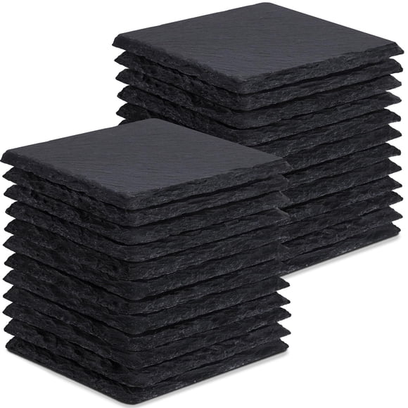 Bebida de pizarra Coasters GOH DODD, 24 unidades, 10 cm, cuadrados, color negro