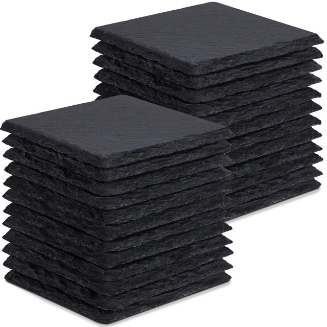 Bebida de pizarra Coasters GOH DODD, 24 unidades, 10 cm, cuadrados, color negro