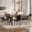 WalnutGray, variant on KATBOC 71" Wood MDF Splicing Dining Table Set with 6 Faux Leather Dining Chairs, X-Shaped Metal Frame, Seats 6-8 for Kitchen & Dining Room