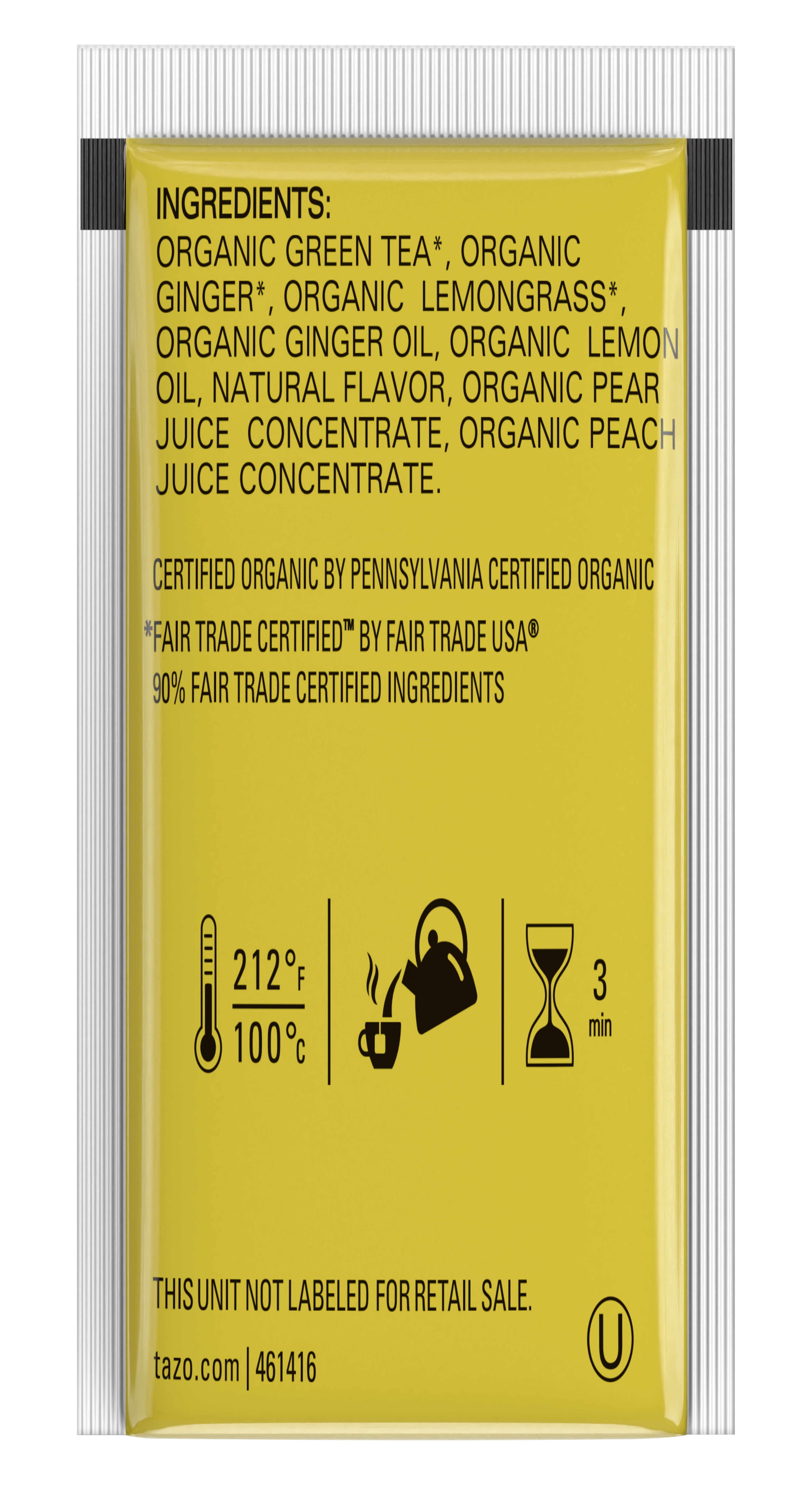 Tazo 10794522003560 1.23 oz. Tea Bags - Organic Green Ginger (96/Carton)