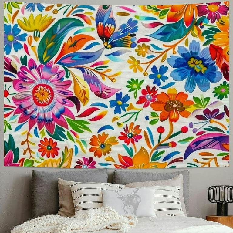 BCIIG Mexican Tapestry Floral Mexican Colorful and Ornate Ethnic Birds and Wall Hanging Large Tapestry Psychedelic Tapestry Decorations Bedroom Living Room Dorm 60x50inch Walmart