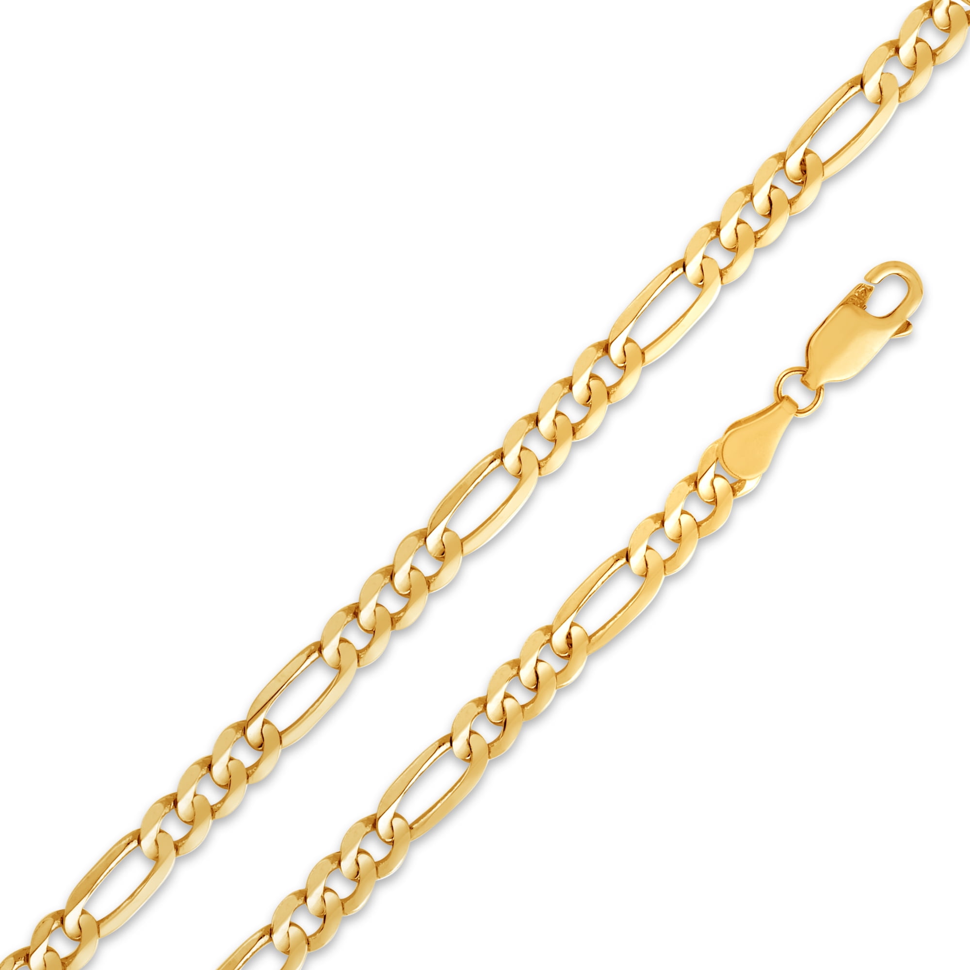 14k Yellow Gold Solid 4.5mm Figaro Chain Necklace with Secure Lobster