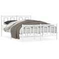 Bed frame with head and footboard metal white 135x190 cm