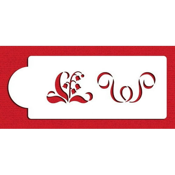 Designer Stencils C051 Lily of the Valley Cake Stencil Side, Beige/semi-transparent
