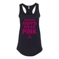 thumbnail image 2 of Wild Bobby Tough Guys Wear Pink Distressed Breast Cancer Awareness Women Racerback Tank Top, Black, Small, 2 of 6