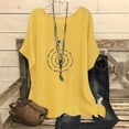 thumbnail image 2 of Pompotops Spring And Summer Women's Cotton And Linen Printed Round Neck Short Sleeved Top Clearance, 2 of 3
