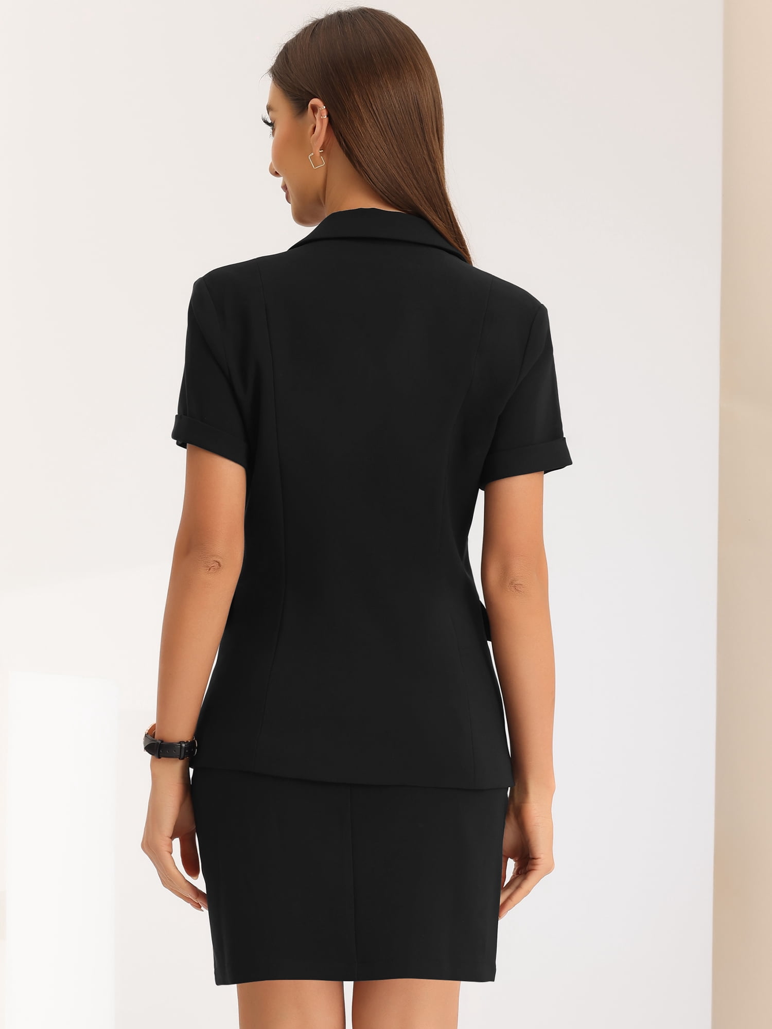DARING DIVA Stylish Women's Office Blazer and Skirt Suit 2 Piece Set XL Black