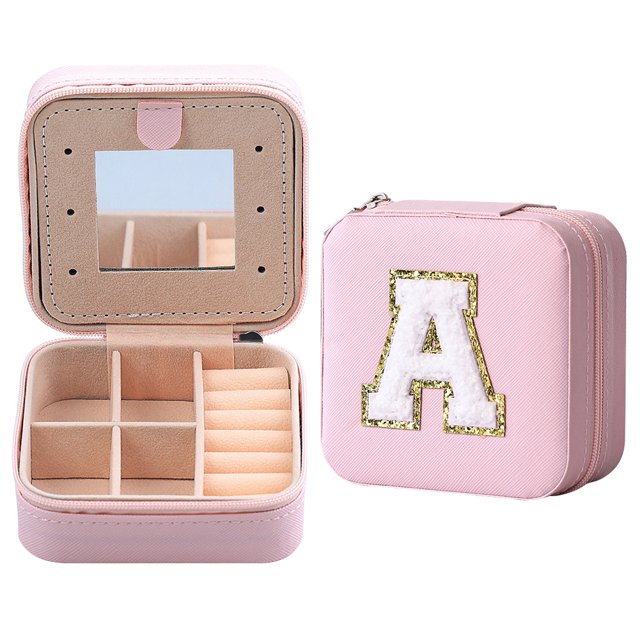 Caja Organizadora Joyas Joyero Pequeño Piel Sintética Con Espejo para Mujeres Y Niñas