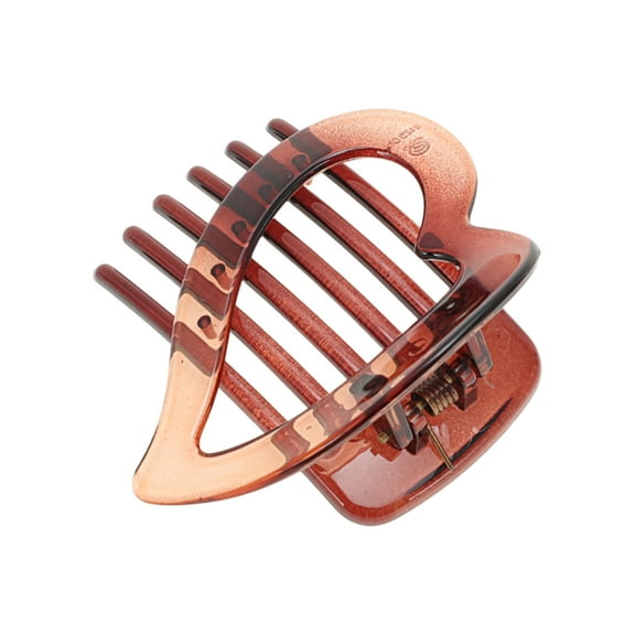 Unique Bargains 1 Pc Elegant Heart-Shaped Hollow Hair Clips Hairdo Clip Brown
