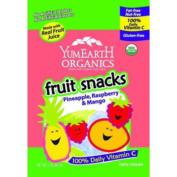YumEarth Organics Tropical Fruit Snacks, Raspberry/Pineapple/Mango, 2