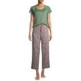 thumbnail image 4 of Hanes Women's Short Sleeve Tee Pajama Pant Set, 4 of 6