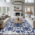thumbnail image 3 of 5'x8' Area Rugs, Navy Blue Boho Indoor Outdoor Area Rug for Living Room Bedroom, Ehtnic Abstract Art Modern Geometric Washable Bathroom Rugs Kitchen Floor Carpet Mats Home Decor Aesthetic, 3 of 8