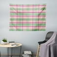 thumbnail image 1 of Geometric Tapestry, Crossing Diagonal Hatched Stripes and Squares Symmetric Plaid, Fabric Wall Hanging Decor for Bedroom Living Room Dorm, 5 Sizes, Pistachio Green Pale Pink, by Ambesonne, 1 of 1