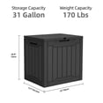 thumbnail image 2 of Dextrus 31 Gallon Outdoor Storage Box, Weatherproof Resin Deck Box with Lockable Lid&Side Handles for Patio,Garden ,Black, 2 of 6